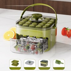 프레스 아이스 트레이 큐브 몰드 박스 얼음 만들기 도구 대용량 저장 메이커, Single Layer 25 Grid, gr n