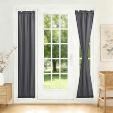 JIUZHEN 유리창용 프렌치 도어 커튼 사이드 라이트/파티오 유리용 로드 포켓 앞문 너비 30.5cm(12인치) x 길이 182.9cm(72인치) 패널 1개 그레이 14