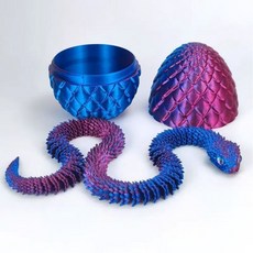 빌리네집 3D 공룡알 장난감 뱀장난감 뱀피규어 세트 관절형, 03뱀_레이저 퍼플 + 8.5cm알