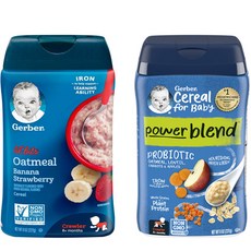 거버 릴 비츠 어린이 분말 식품 227g, 바나나+스트로베리, 파워 블렌드, 1개