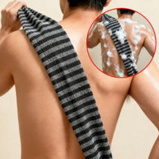 하루홈 새로워진 강력 각질제거 때밀이 때타올 샤워타올, 1개, 1개입, 블랙 스트라이프