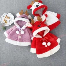 卡哇伊嬰兒披風春秋冬季男女寶寶斗篷毛毛兒童外套耶誕節衣服跨年新年保暖披風耶誕鹿角披風兒童耶誕裝披風