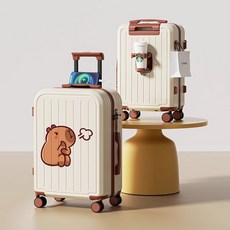 카피바라 캐리어 가방 컵홀더 USB충전 비밀번호 트롤리