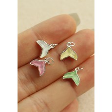 고래꼬리 컬러 아크릴 실버925 메달 참 은펜던트 (4colors)