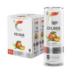 CELSIUS 자몽 멜론 녹차 무탄산 피트니스 음료 무설탕 230941, 녹차 복숭아 망고, 355ml