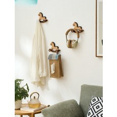 원목 마형 벽걸이 옷걸이 무타공 접착식 다용도 키홀더 현관 코트 정장 수납 행거, 1개, 말걸이 체리나무 블랙호두나무