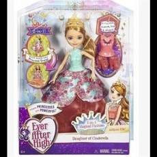 Ever After High 艾許琳艾拉 仙杜瑞拉的女兒 2合1魔法換裝, 童話高中娃娃灰姑娘換裝套裝1入, 1個