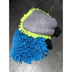 油夠便宜 單面2合1網布珊瑚絨洗車手套 #2912，雙面清潔，柔軟不傷車漆, 1個, 隨機顏色