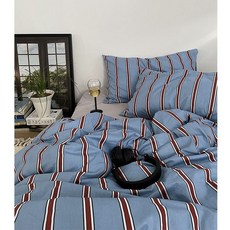 블루 스트라이프 이불커버 순면 40수/사계절 침구세트 침대커버 침대시트 포함