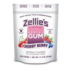 Zellie's | 100프로 자일리톨 무설탕 스피아민트 츄잉 껌 맛 100개 1팩 221496, 240개 (1개입), 체리 베리, 1