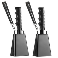 손목 스트랩이 달린 소종 - 손잡이가 카우벨 2개 스포츠 이벤트를 위한 맞춤형 카우벨 축구 게임 차임 타악기 악기 콜벨 농장 목장용(블랙), 블랙., 1개
