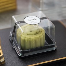 100P 세트 투명 사각 화과자 월병 떡 두쫀쿠 포장 용기 PET 케이스, 100개, 소형 골드