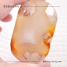 茉莉靈魂選物所 櫻花瑪瑙手握 水晶礦石擺件, 1個