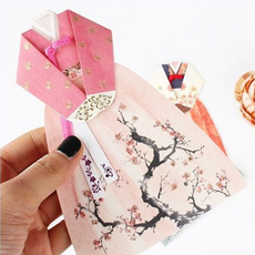 외국인선물 입체카드 감사카드 명절 어버이날 연하장 한국전통 한복 카드, 핑크 매화