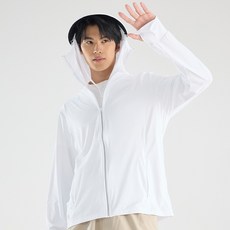 【釣友俱樂部】防紫外線冰絲防曬衣連帽面罩運動速乾T恤, 男女同款-玉石白,4XL【87.5-95公斤】, 1個