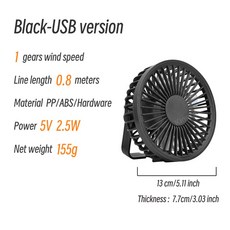 탁상용 선풍기 무소음 무선 미니 usb 충전형 사무실 l tri 여름 미니 홈 Mini US 냉각 데스크톱 텐트 팬 선풍기 오피스 캠핑 순환기 무선 야외 3단 n 휴대용, Black No Battery