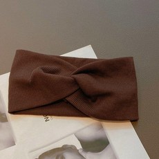 彩色交叉瑜伽運動髮帶女秋冬跑步吸汗頭巾洗臉束髮帶針織頭套頭帶 副廠商品, 咖啡色, 1個