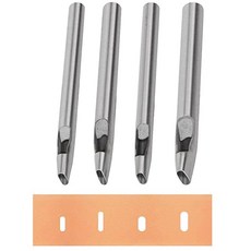 VOXILFE 구멍 뚫기 펀치 공구 4가지 사이즈 세트 2×6mm 2×8mm 3×6mm 3×8mm 스틸제 가죽 펀치 구멍 뚫는 도구 DIY 도구 (타원형 구멍)