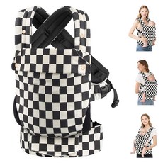 신생아부터 까지 - 인체공학적 아늑하고 가벼운 7-40파운드 3캐리 포지션 그레이, Checkerboard, 그레이, Checkerboard