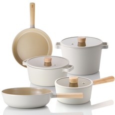 네오플램 IH 인덕션 냄비세트 5종, 18편수+22양수+22곰솥+24팬+26웍, 화이트, 1세트