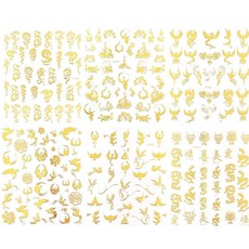 SHUBIAO 6개 드래곤 피닉스 네일 스티커 차이니즈 스타일 방수 접착 네일 아트 데칼(골드)