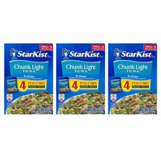 StarKist Chunk Light Tuna in Water 스타키스트 청크 라이트 참치 인 워터 4개입 10.4oz(296g) 3팩, 1g, 1개
