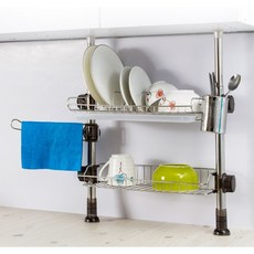 DAMDA 기둥 설치형 식기건조대 씽크선반 무타공, 1개, 400, 2단