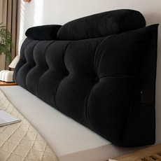 등받이 쿠션 커버 등쿠션 침대헤드 세련된 쇼파 럭셔리, 무광 벨벳-블랙