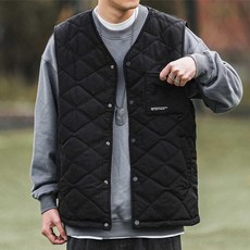 ROYALBELLE 남성 패딩 퀼팅 라운드넥 여유핏 데일리 경량 보온 캐주얼 레이어드 조끼 B05120511