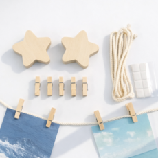 베짓 자작나무 못 없이 설치하는 벽사진걸이 포토행거 세트, 별