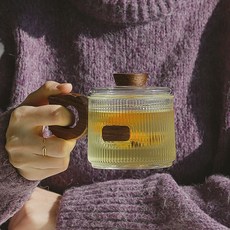 동그란 손잡이 포인트 내열유리컵 티머그잔 300ml+지알트레이딩Shop, 8006 베베 내열유리-티머그 300ml
