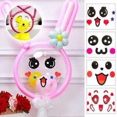 동물표정스티커 풍선에 붙이는 스티커 곰 팬더 고양이 강아지 파티용품 미술 만들기 행사 이벤트 놀이, 1개, 1