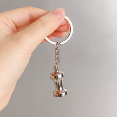 미니어처 커피 템퍼 키링 자동차 열쇠고리 실버 2p 세트 가방 장식, 상세페이지 참조, 1개