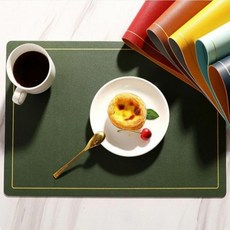 가죽 식탁매트 테이블매트 식탁깔개 방수 패드 받침대 테이블인테리어 식탁패드 방수매트, 원형, 머스타드 그레이