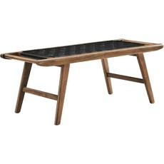 모드웨이 소아레스 47인치 인조 가죽 나무 벤치 월넛 블랙 색상, Walnut Black Faux, Bar Stool - Set of