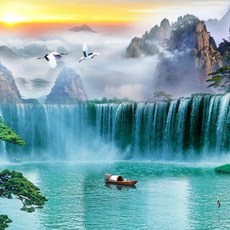 크기 벽지 자연 풍경 풍경화 나무 다리 연꽃 꽃 홈 인테리어 배경 벽, 3. AS-132