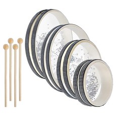 OLYCRAFT 4피스 오션 드럼 우드 드럼스틱 4/6/8/25.4cm(4/6/8/10인치) 웨이브 비즈 바다 사운드 포함 뮤지컬 타악기 가정 용품(블랙), OLYCRAFT 4피스 오션 드럼 우드 드럼스틱 4/6