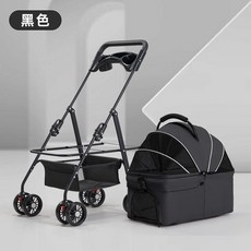 寵物推車 寵物推車狗狗貓咪輕便可折疊遛狗可分離寵物手推車狗狗外出小推車, P7黑C+餐盤丨車包可分+碳鋼車身, 1個