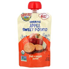 Earth's Best 유기농 과일 + 채소 퓨레 생후 6개월 이상 사과 고구마 99g(3.5oz) Best (얼스 베스트), Earth's Best, 유기농 과일 + 채소 퓨레,, 1