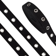 카모 밴드 에스닉 자카드 리본 스트랩 금속 가공 액세서리 DIY 의류 공예, 1개, 블랙 그로밋 베이직