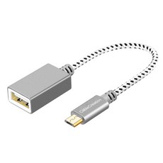 Cable Creation USB轉Micro USB 90度彎頭編織轉接線，耐用編織材質，適用於手機平板，支援快速充電, CC0508, 1個, 直頭