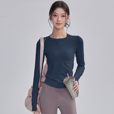 新款圓領瑜伽服 修身顯瘦健身服 長袖普拉提跑步T恤 速乾運動衣 透氣舒適 多色可選