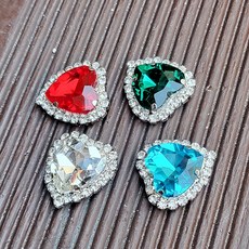 24-25mm하트 비딩용 캡보석, 백금도금, 아쿠아마린, 1개