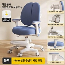 어린이 학습 의자 자동 높이 조절 등받이 자세교정 책상의자, 블루-회전불가-6개
