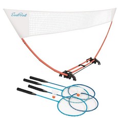 EastPoint Easy Setup 배드민턴 세트 - 1.5m(5피트) 네트 라켓 4개 및 셔틀콕 2개 빠른 설치 휴대용 네트 모든 기술 수준을 위한 공식 119407