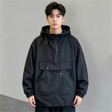 Vezri 남녀 공용 후드 집업 점퍼 캐주얼 오버핏 방풍 재킷 간절기 아노락
