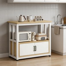 전자레인지 수납장 주방 수납장 렌지대수납장 주방 선반 우드 80cm, 3단