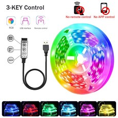 RGB LED 스트립 조명 5m 10m 20m 30m 룸 앱 제어 유연 리본 루세스 테이프 (침실 장식용), 3Key Control, 1미터
