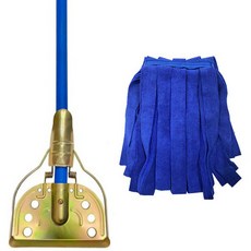 용품시티 철 마포대 고급 경편 극세사 걸레 세트 대걸레 마포걸레 막대 밀대 자루, 자루 120cm + 마포걸레 350g, 1세트, 파랑