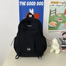書包後背包背包國中兒童男女護脊耐磨減負輕便休閒大容量開學雙肩包, 黑色小號單包